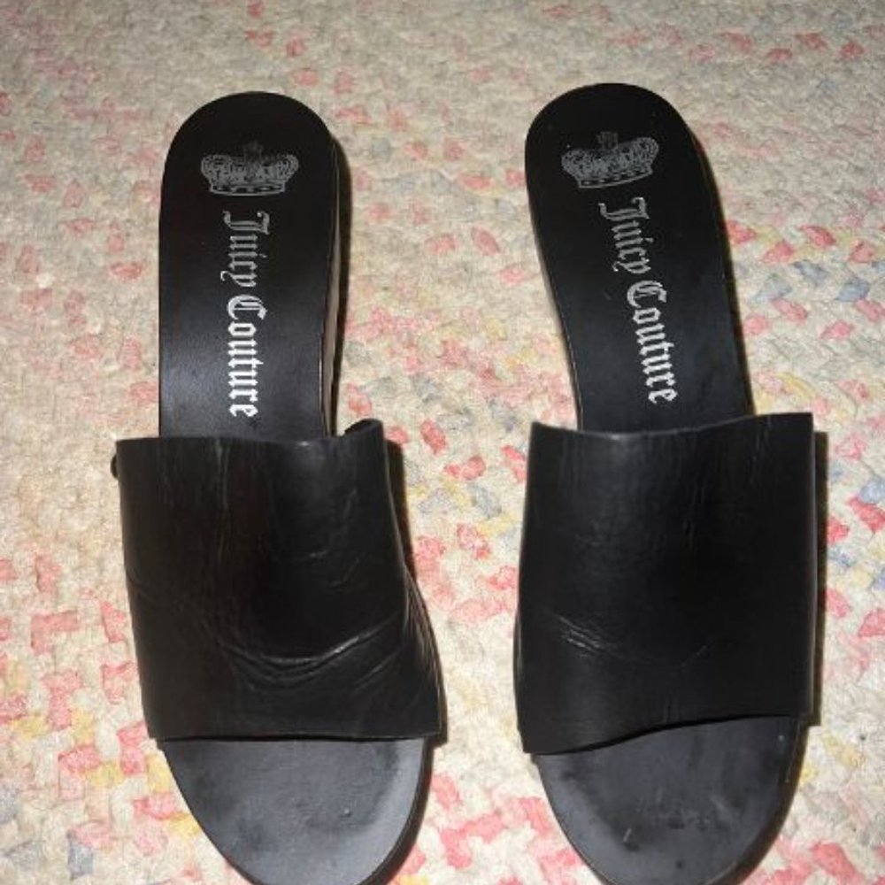 Juicy Couture Black Wedge Mules 6.5